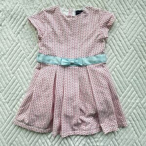 Toobydoo Girls Size 2 Pink Heart Print Lined Dress Blue Bow Party